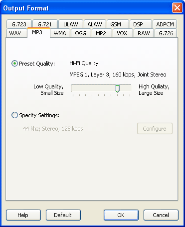 Настройка форматов данных в Digital Audio Editor