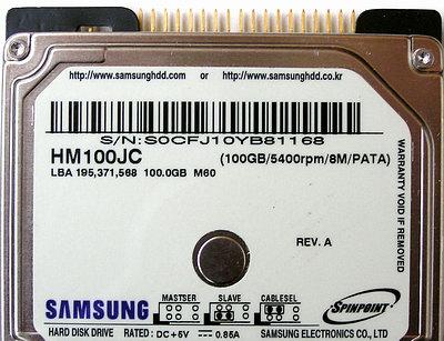 Samsung SpinPoint M60 HM100JC на 100 Гбайт, фото 3