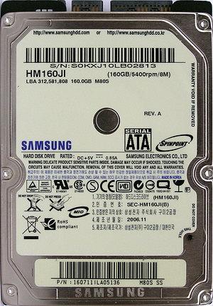 Мобильные диски Samsung SpinPoint M80 HM160JI и HM160JC (160 Гбайт), фото 2