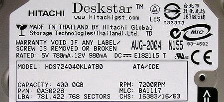 Винчестеры Hitachi Deskstar 7K400 и 7K250, фото 1