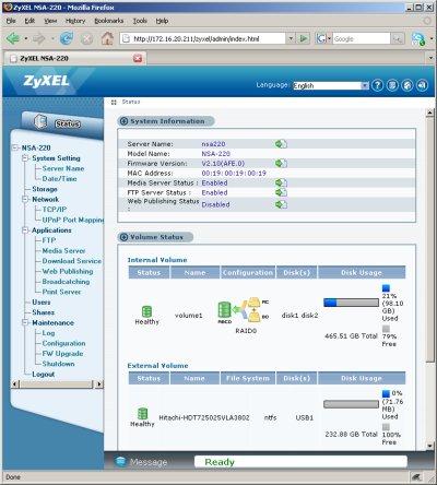 Двухдисковый сетевой накопитель ZyXEL NSA220, фото 7