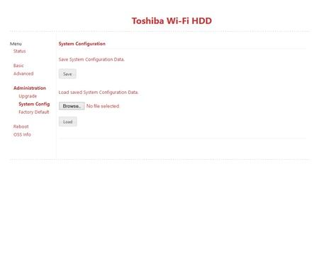 Веб-интерфейс Toshiba Canvio AeroCast