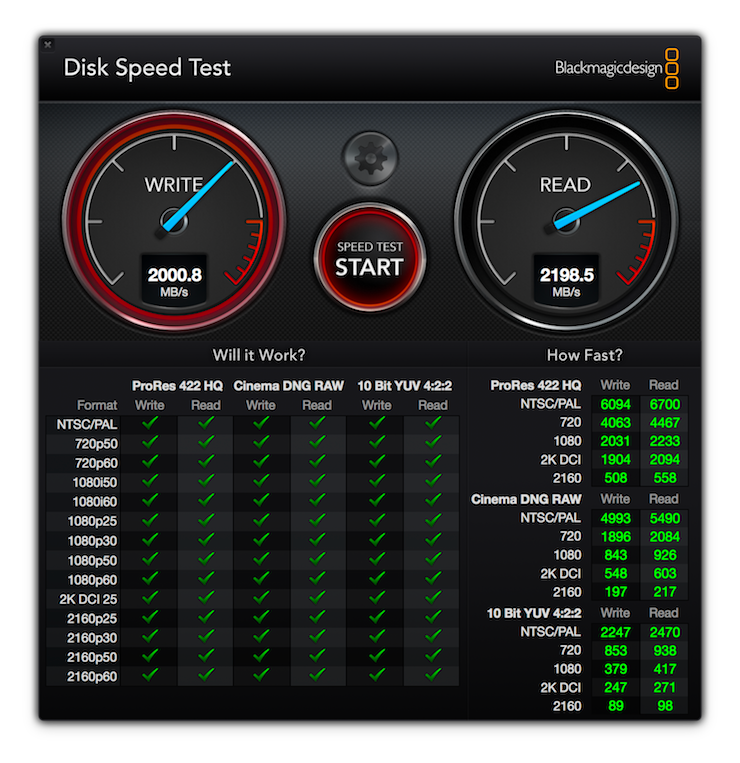 Скриншот программы BlackMagic Disc Speed