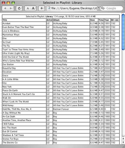 Экспорт таблицы композиций из iTunes, фото 2