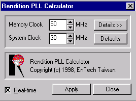 Rendition overclocking
