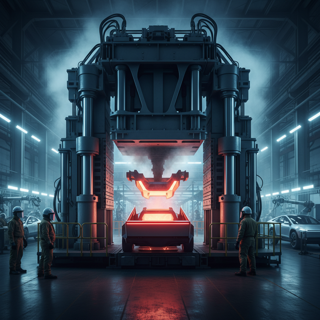 Tesla будет создавать пикапы Cybertruck с использованием самой мощной машины для литья алюминия под давлением, фото 1