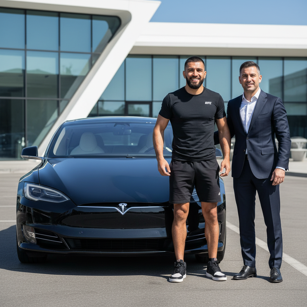 Илон Маск прислал машину Tesla бойцу UFC сразу же после полученного вызова на бой, фото 1