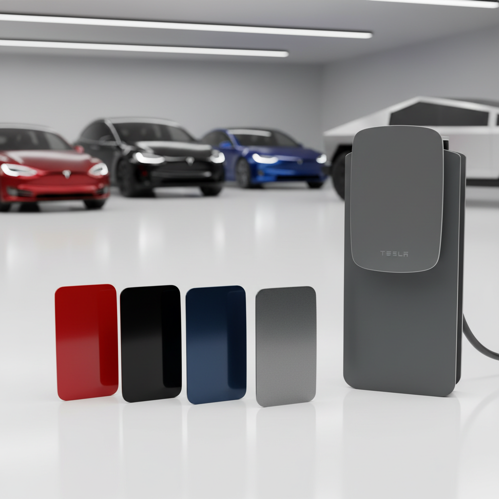 Tesla продаёт кусочек пластика за 100 долларов. Представлены сменные панели для зарядных устройств под цвет автомобилей, фото 1