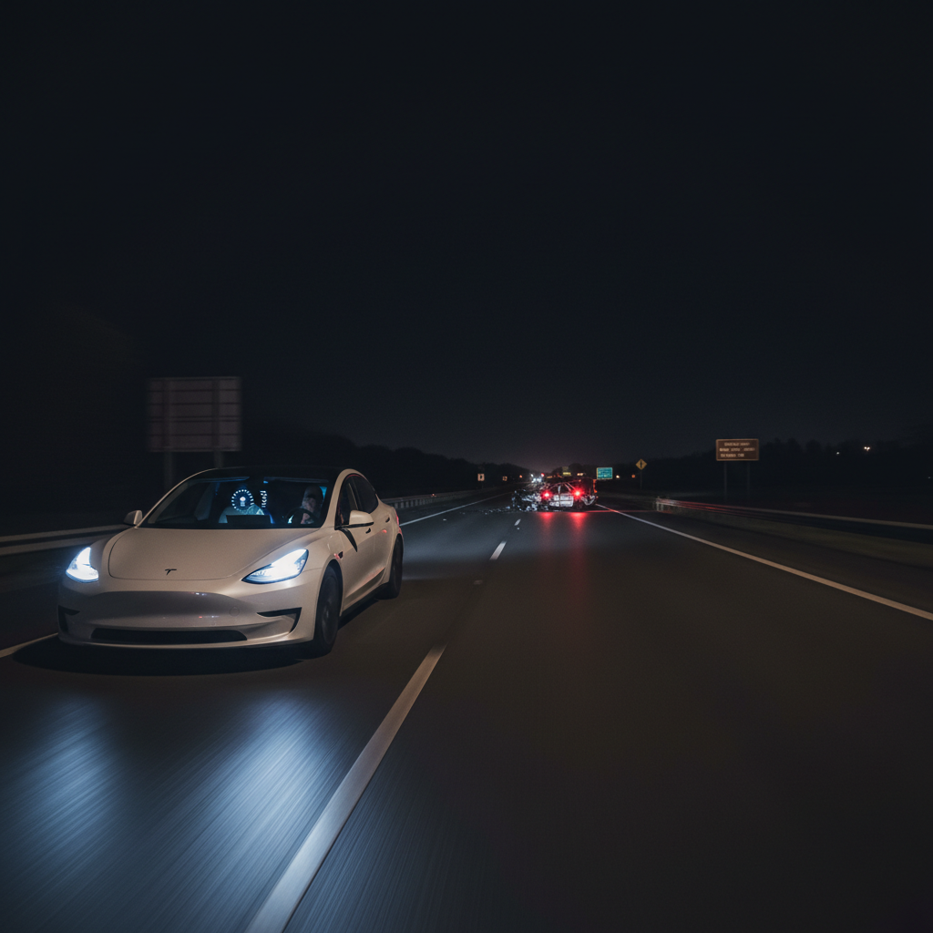 Страшное видео: Tesla на автопилоте идёт на таран другого автомобиля на скорости 120 км/ч, фото 1