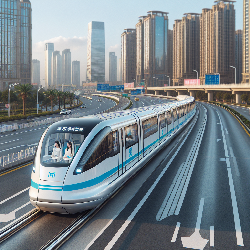 «Метро на дороге» без путей. Super Virtual Rail Train вышел на маршрут в Китае, фото 1