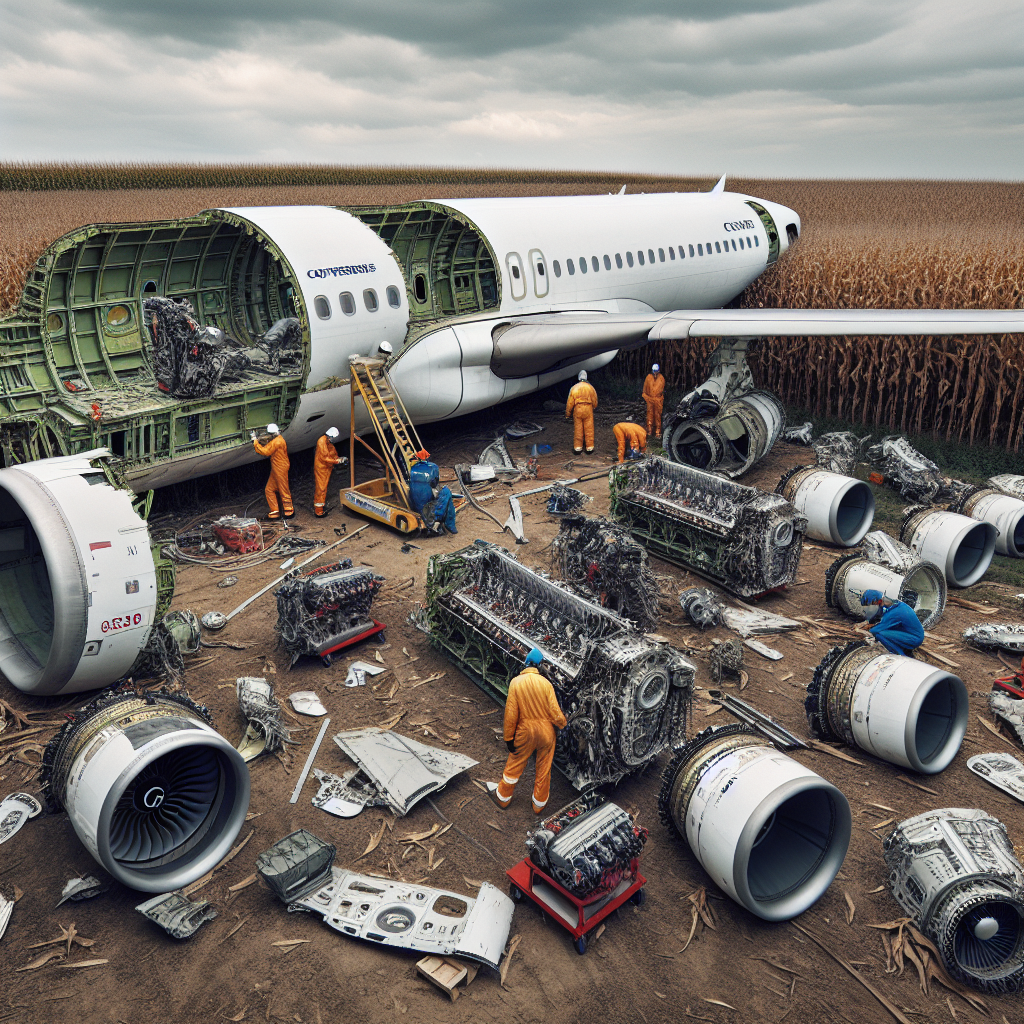 Разбирают по частям. От самолёта Airbus А320, который сел в поле, мало что осталось, фото 1