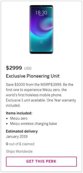 Высокая цена технологий: рекомендованная розничная цена Meizu Zero, первого в мире смартфона без отверстий, составила $2000, фото 2