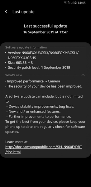 Прошлогодний Samsung Galaxy Note9 получил загадочное объёмное обновление, фото 2