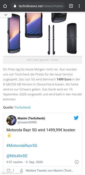 Нелегкий выбор. Motorola Razr 5G будет стоить как Samsung Galaxy Z Fold 5G, фото 1