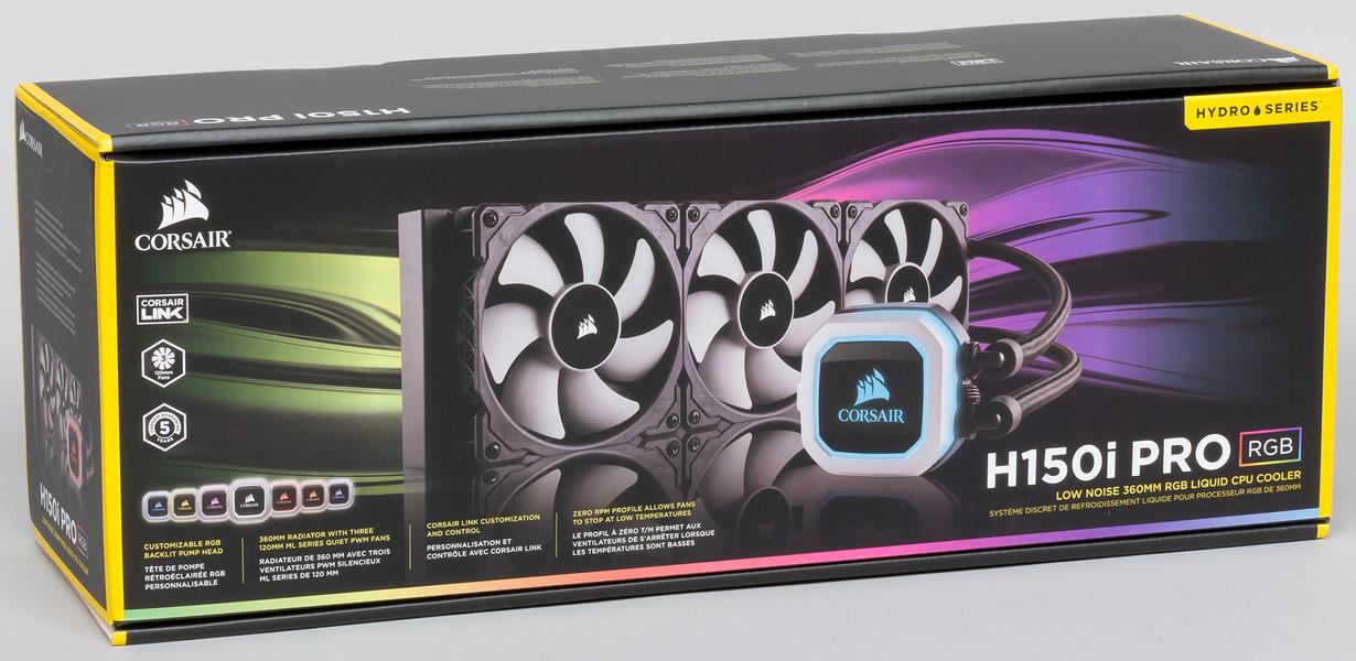 Система жидкостного охлаждения Corsair Hydro Series H150i Pro для процессора, фото 1