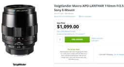 Объектив Voigtlander Macro APO Lanthar 110mm f/2.5 стоит 1099 долларов