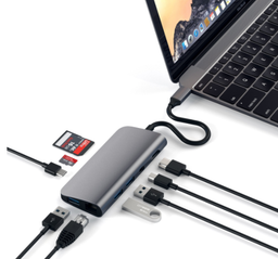 Адаптер Satechi Aluminum Type-C Multimedia Adapter предлагает девять дополнительных разъёмов и стоит 100 долларов