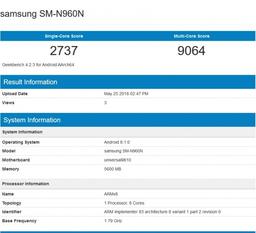 Смартфон Samsung Galaxy Note9 на SoC Exynos 9810 замечен в тесте Geekbench