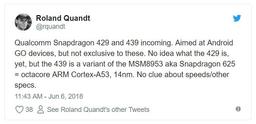 Qualcomm готовит SoC начального уровня Snapdragon 429 и Snapdragon 439