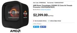 Утечка дает представление о цене AMD Ryzen Threadripper 2990X