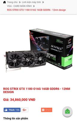 Вьетнамский сайт оценил видеокарту Asus ROG Strix 1180 c 16 ГБ памяти в $1520
