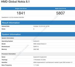 Смартфон Nokia 8.1 получил SoC Snapdragon 710 и ОС Android 9