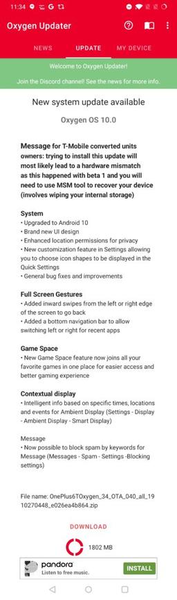 Вышло обновление Android 10 для OnePlus 6 и OnePlus 6Т