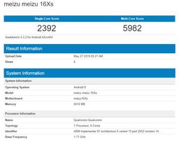 Meizu 16Xs не впечатляет свой производительностью в Geekbench