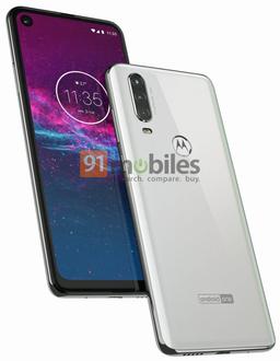 Смартфон Motorola One Action позирует на официальном рендере с врезанной фронтальной камерой и тройной основной