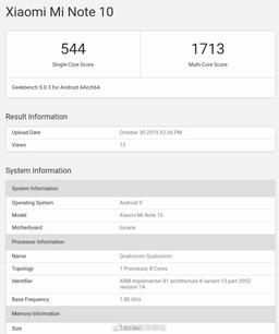 Xiaomi Mi Note 10 и Mi CC9 Pro протестировали в Geekbench. Какие результаты?