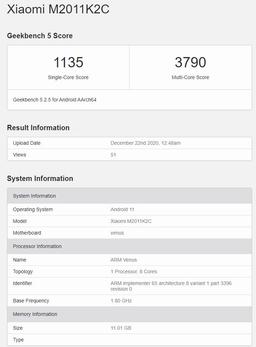 Xiaomi Mi 11 засветился в Geekbench. Подтверждены специальные версии модели