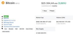 Новый рекорд Bitcoin. Он уже дороже 25 000 долларов