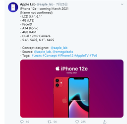 Слух: в марте следующего года выйдет iPhone 12e ценой $550