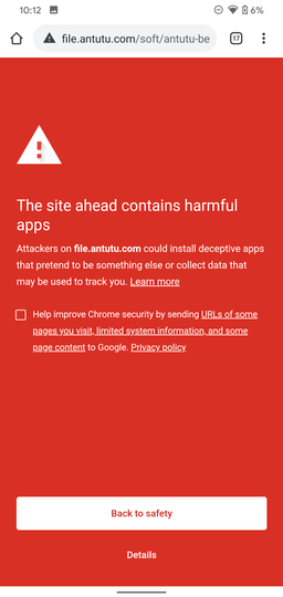 Google, видимо, очень не хочет, чтобы вы устанавливали AnTuTu на свой смартфон