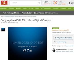 Названа дата анонса беззеркальной камеры Sony Alpha a7S III