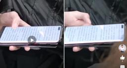 Работающий Huawei Mate 40 Pro в руках пользователя. Фото из китайского метро