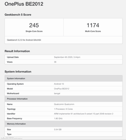 Недорогой смартфон OnePlus Bengal засветился в Geekbench c 4 ГБ ОЗУ