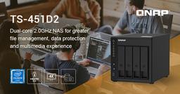 Основой сетевого хранилища Qnap TS-451D2 служит двухъядерный процессор Intel Celeron J4025