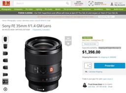 Стала известна новая дата начала поставок объектива Sony FE 35mm F1.4 GM