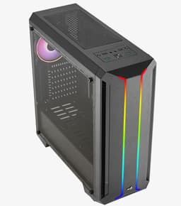 Передняя панель компьютерного корпуса AeroCool Skyline украшена двумя светодиодными полосками 