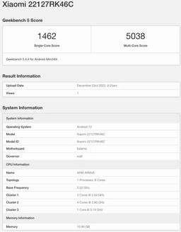 Redmi K60 протестировали в Geekbench: производительность выше, чем у Galaxy S23