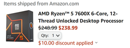 Уже более народный? Шестиядерный Ryzen 5 7600X подешевел в США до 239 долларов