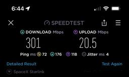 Спутниковый интернет Starlink разогнался в США до 301 Мбит/с. Такая скорость зафиксирована при скачивании данных