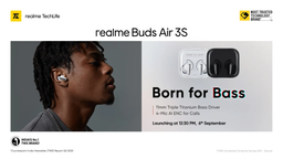 «Рождённые для баса» — наушники Realme Buds Air 3S выходят уже завтра