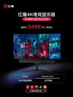 27 дюймов, miniLED, 4K, 160 Гц, 1 мс, 90-ваттный USB-C, HDR 1400, Free-Sync и G-Sync. Представлен Red Magic 5088