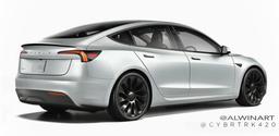 Появились рендеры совершенно новой Tesla Model 3 Highland