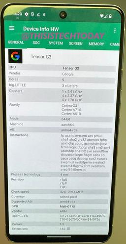 Девять ядер процессора, но со сниженными частотами. Pixel 8 Pro засветился в новых утечках