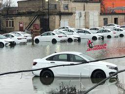 В Ростове-на-Дону затопило десятки Lada Vesta