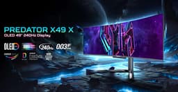 49-дюймовый экран QD-OLED от Samsung, 5120 x1440 пикселей, 240 Гц. Представлен топовый игровой монитор Acer Predator X49 X