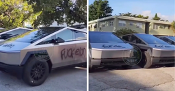 Хейтеры Илона Маска испортили десятки Tesla Cybertruck. Они нанесли на них граффити с оскорблениями